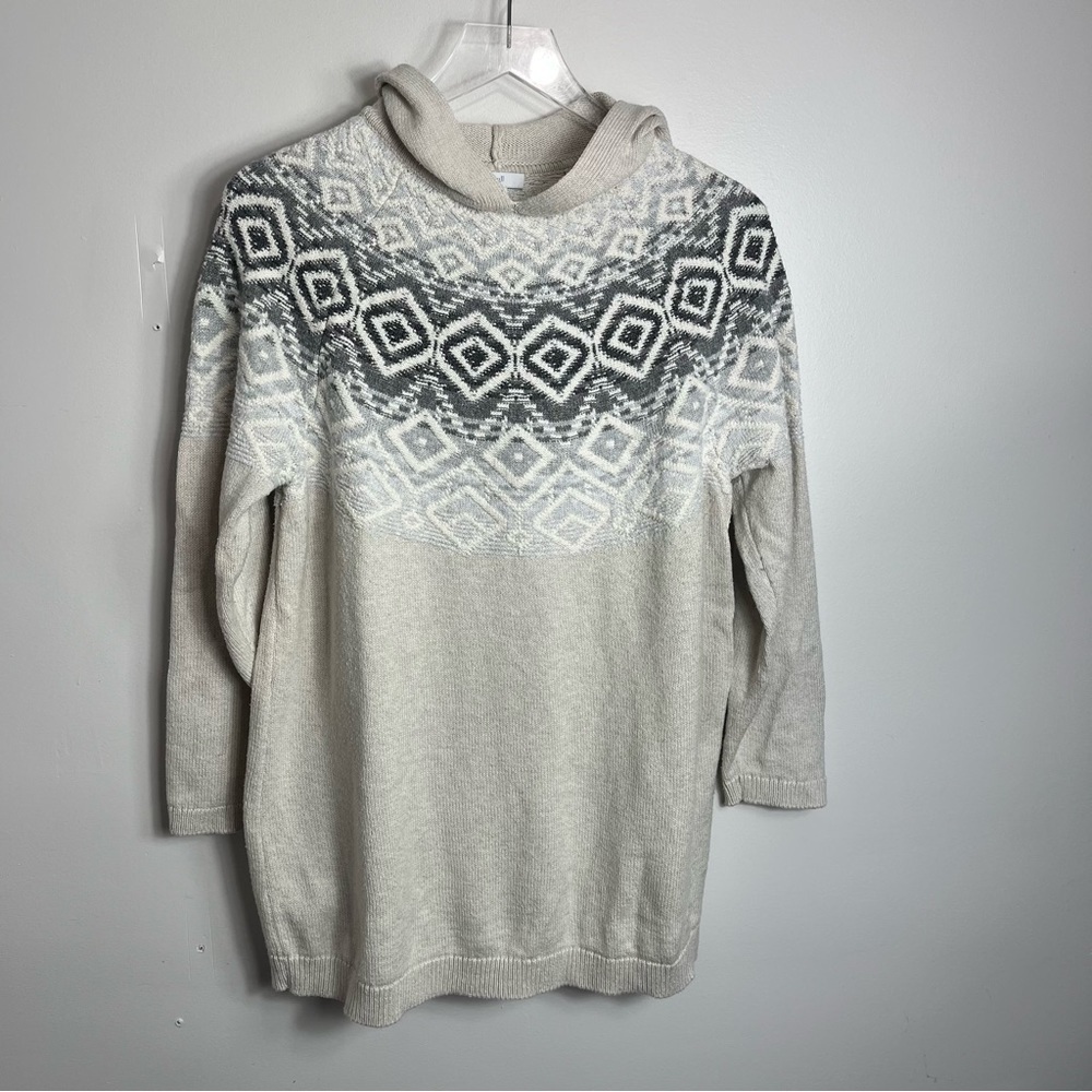 J. Jill Fair aisle hooded sweater size petite large 1411